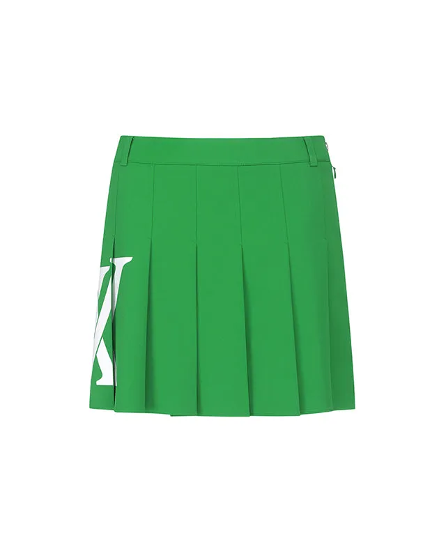 ANEW Golf: Women Big Logo Pleats Middle Long Skirt - Green