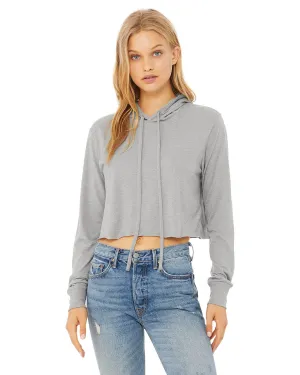 Bella Canvas Ladie's Cropped Long Sleeve Hoodie T-Shirt | Ath Grey Triblnd