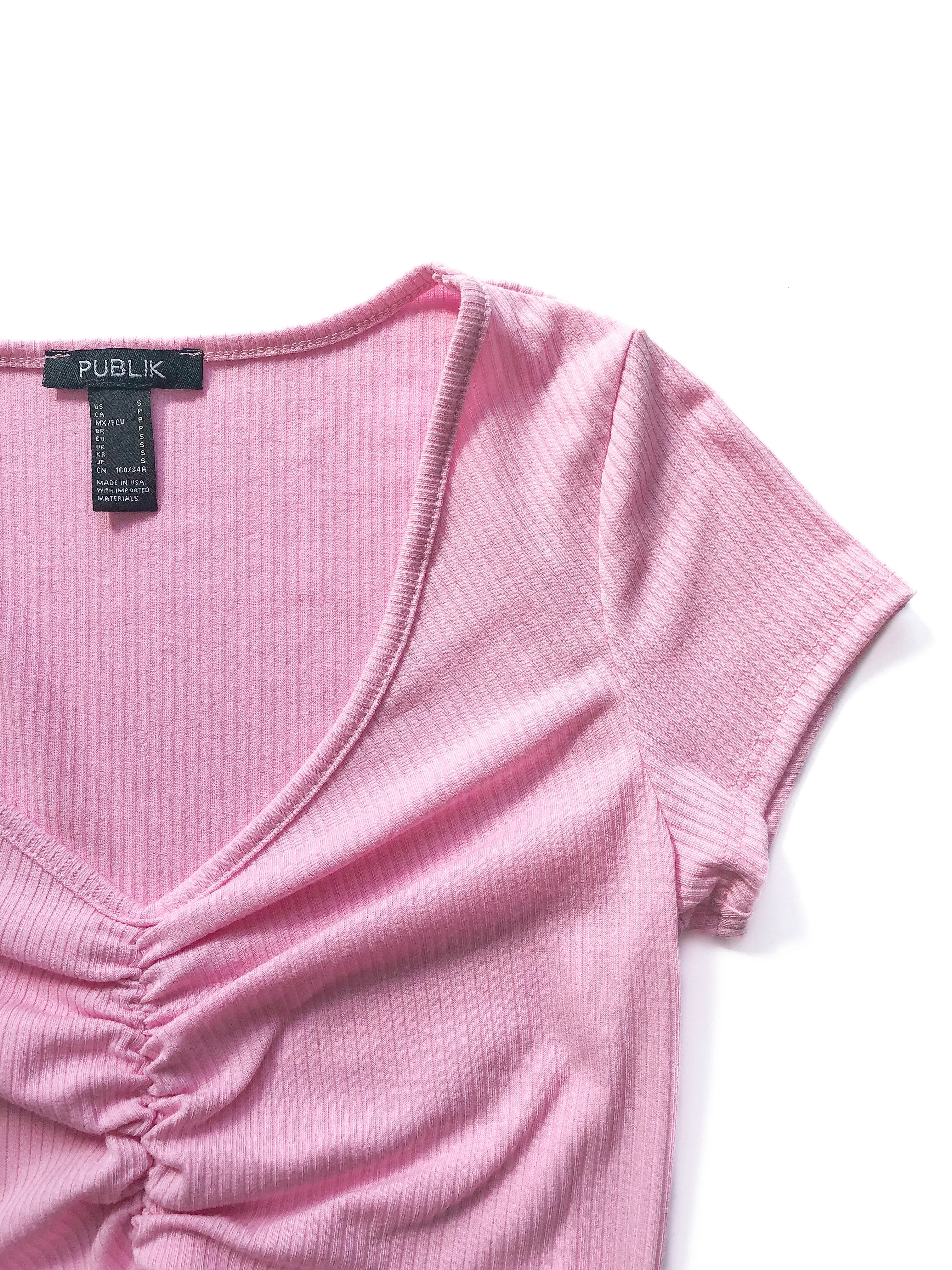Belle Ribbed Crop Top - Pink