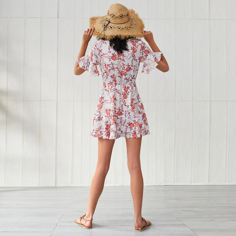 Bohemian Print Stitching Sexy Mini Dress