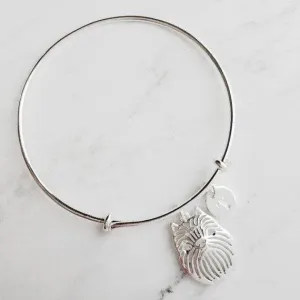 Brussels Griffon Bracelet - bangle adjustable double loop pet monkey face Griff dog charm - personalized letter initial monogram