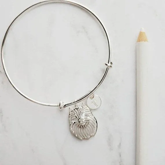 Brussels Griffon Bracelet - bangle adjustable double loop pet monkey face Griff dog charm - personalized letter initial monogram