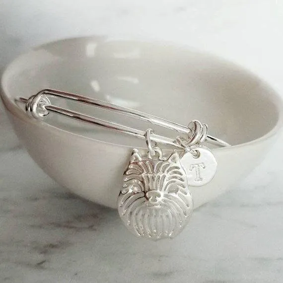 Brussels Griffon Bracelet - bangle adjustable double loop pet monkey face Griff dog charm - personalized letter initial monogram