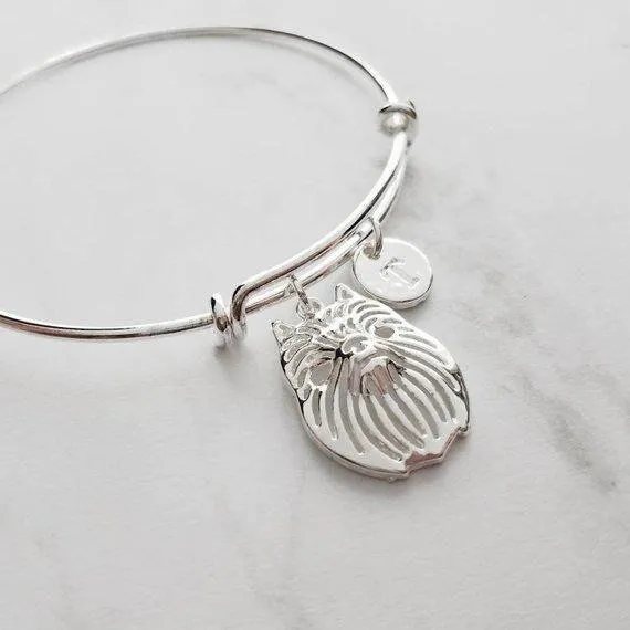 Brussels Griffon Bracelet - bangle adjustable double loop pet monkey face Griff dog charm - personalized letter initial monogram