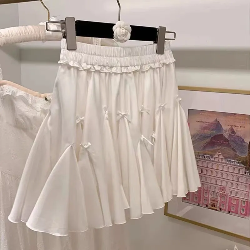 crushpeach Milk Smoothie Handmade Delicate Ruffle Pleated skirt- 2 colors