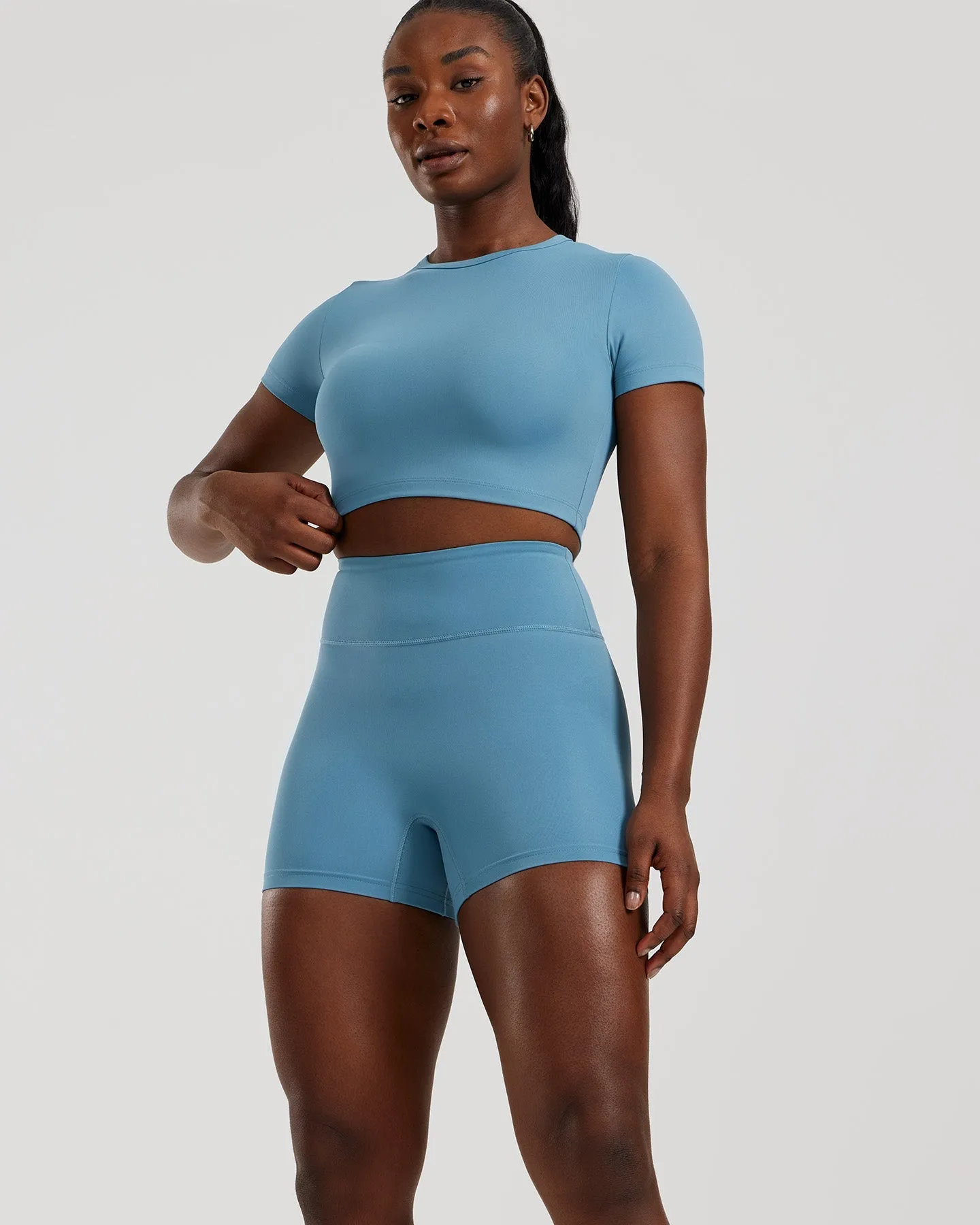 Essential Cropped Short Sleeve Tee | Basalt
