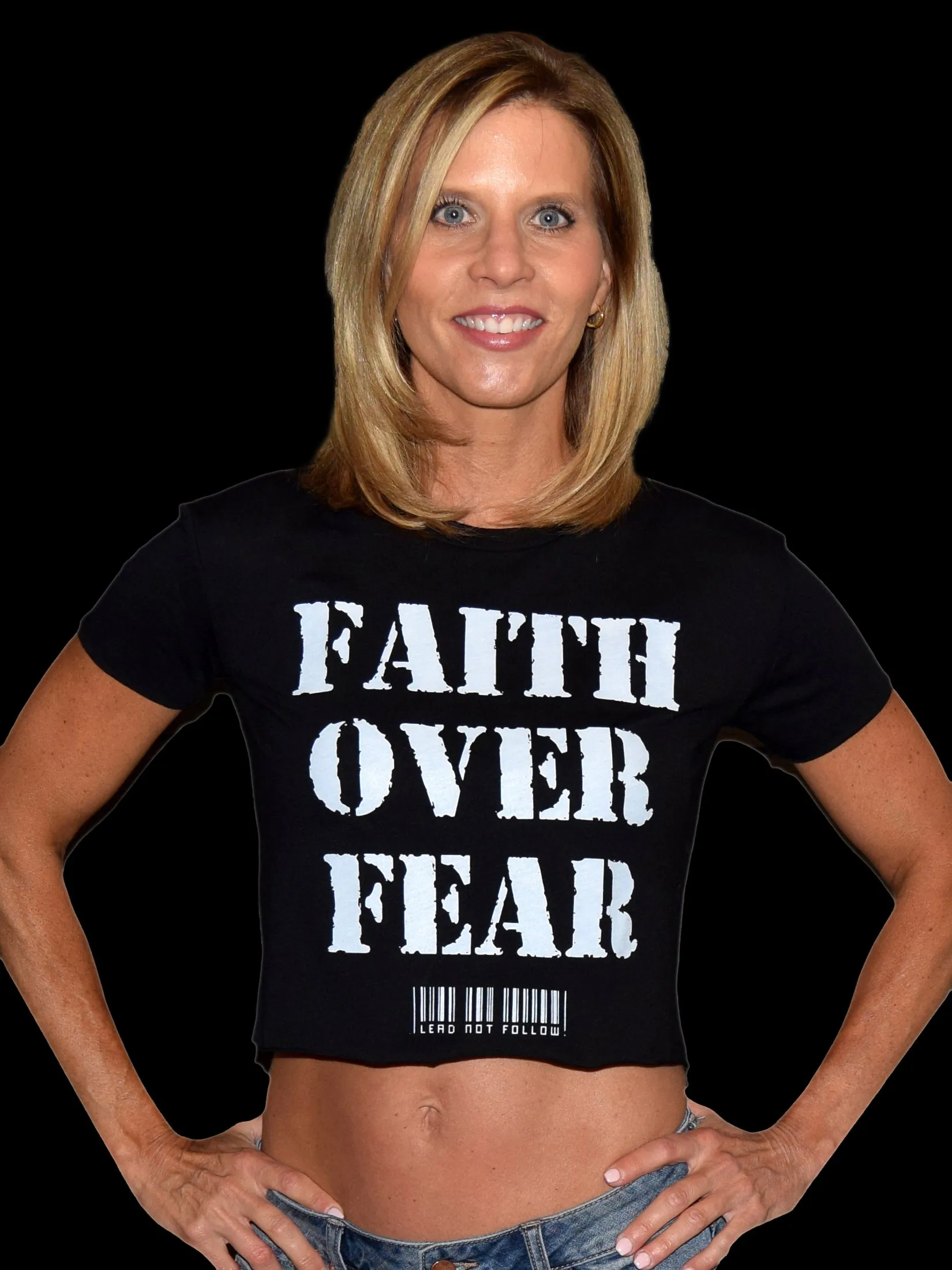 FAITH OVER FEAR Womens Crop Top T-Shirt