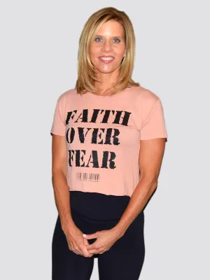 FAITH OVER FEAR Womens Crop Top T-Shirt