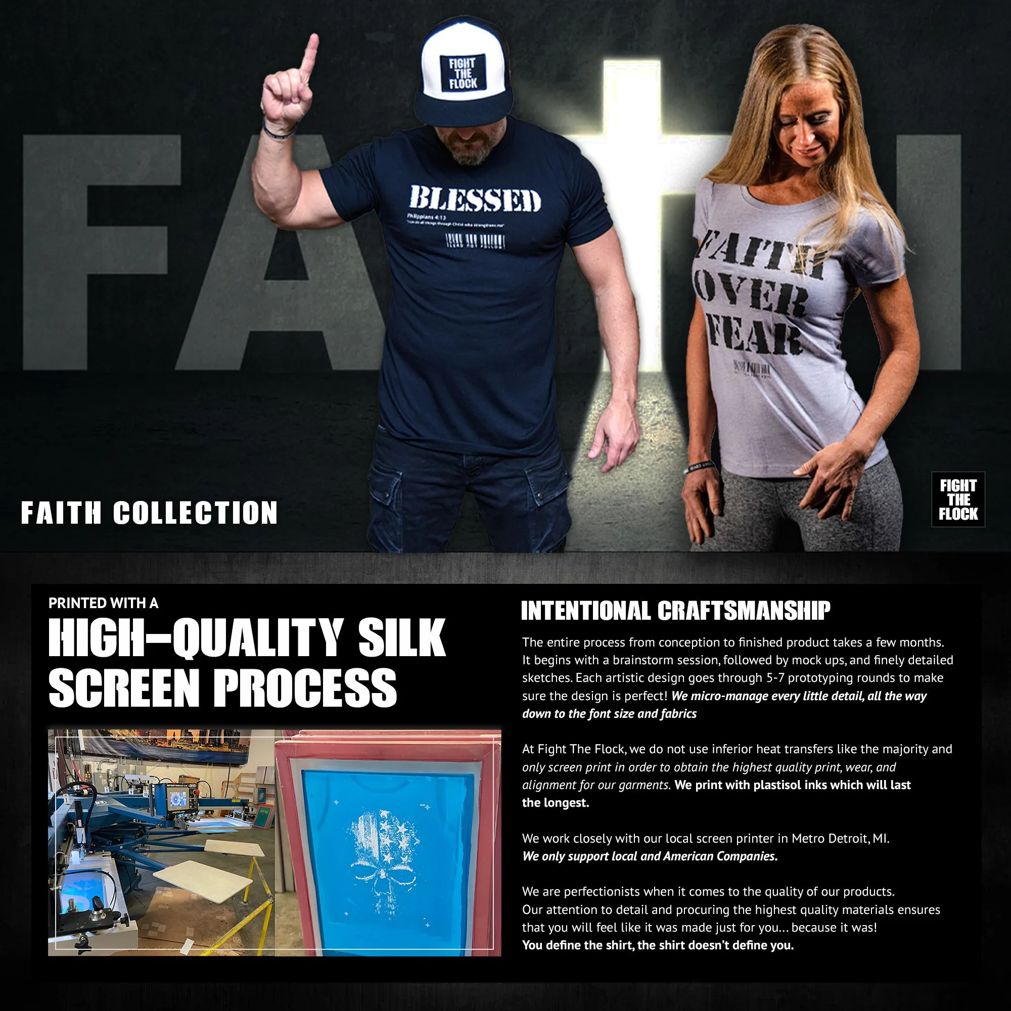 FAITH OVER FEAR Womens Crop Top T-Shirt