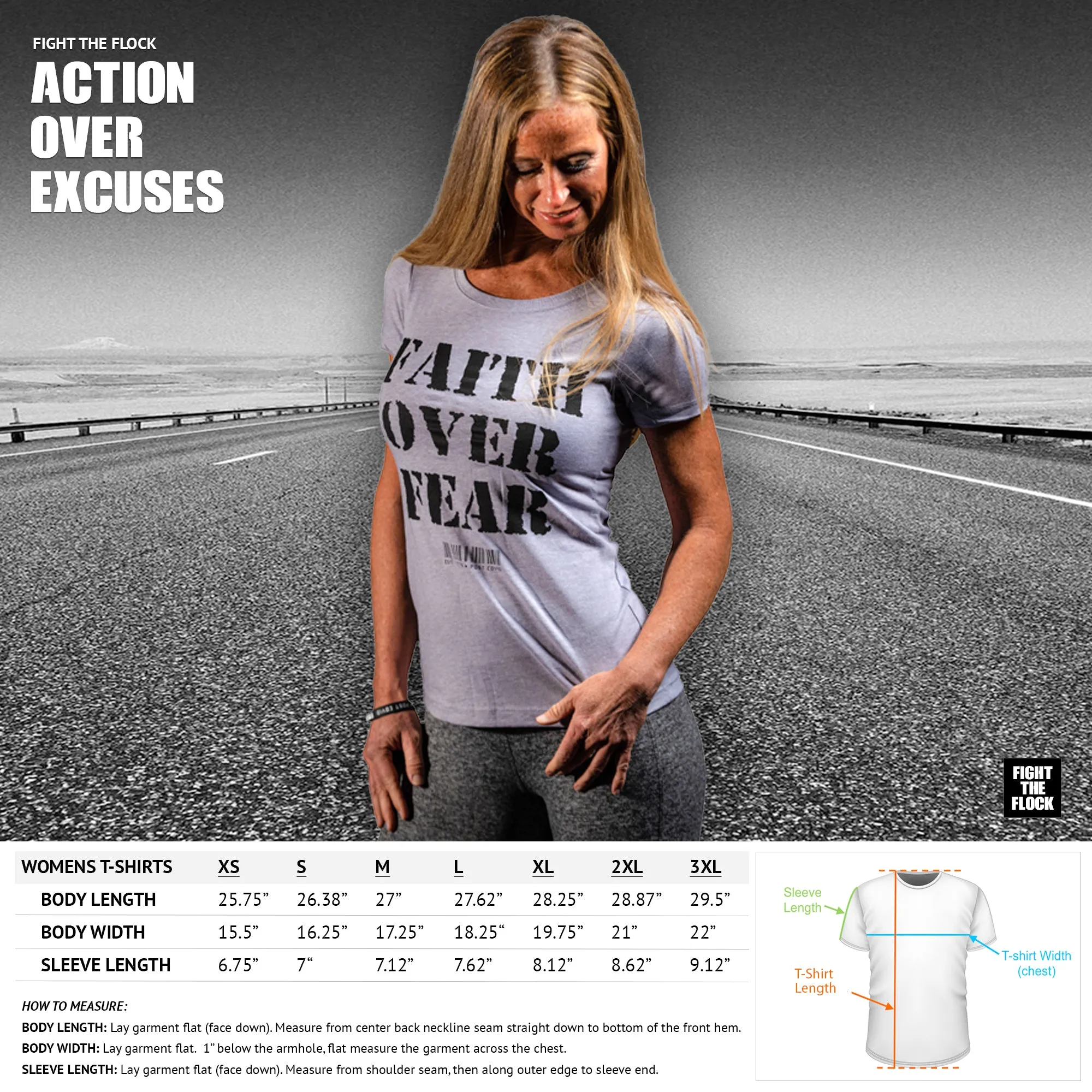 FAITH OVER FEAR Womens Crop Top T-Shirt