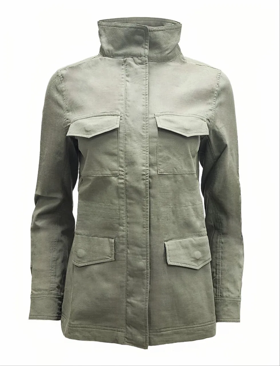 HoodLamb Women's Green Field Hemp Cotton High Collar Jacket 420 NWT