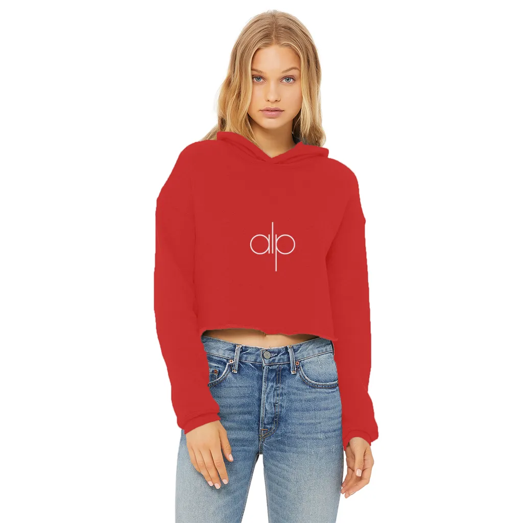 i (14) Ladies Cropped Raw Edge Hoodie