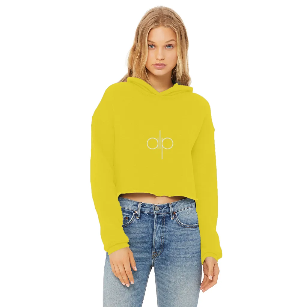 i (14) Ladies Cropped Raw Edge Hoodie