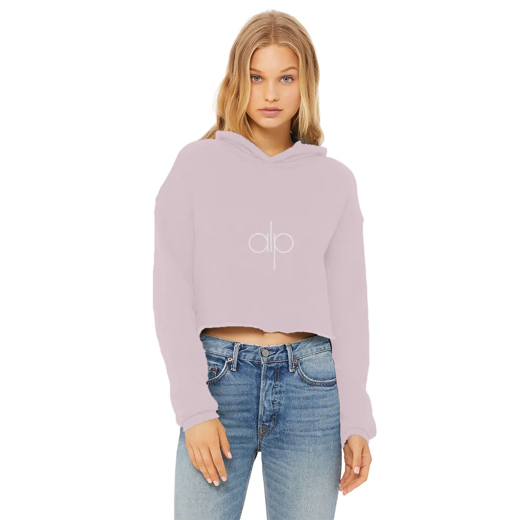 i (14) Ladies Cropped Raw Edge Hoodie