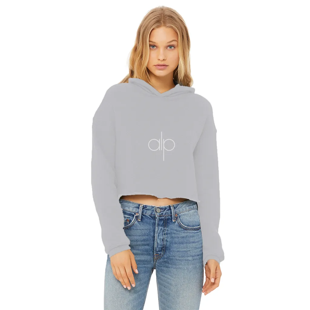i (14) Ladies Cropped Raw Edge Hoodie