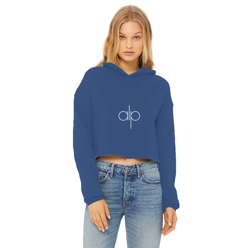 i (14) Ladies Cropped Raw Edge Hoodie