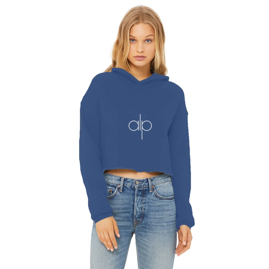 i (14) Ladies Cropped Raw Edge Hoodie