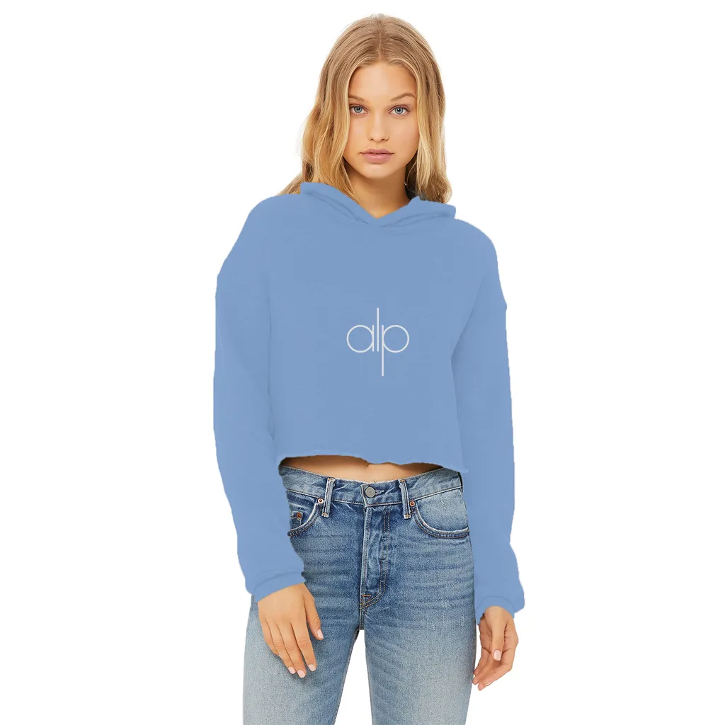 i (14) Ladies Cropped Raw Edge Hoodie