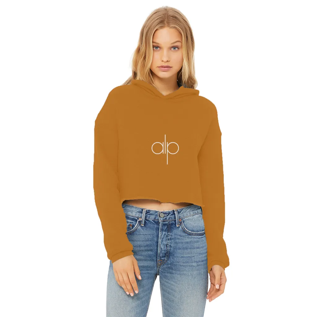 i (14) Ladies Cropped Raw Edge Hoodie