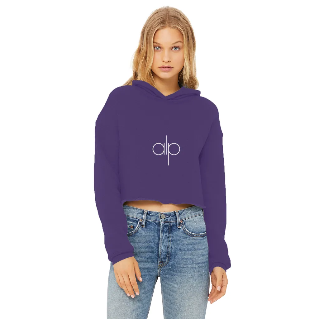 i (14) Ladies Cropped Raw Edge Hoodie