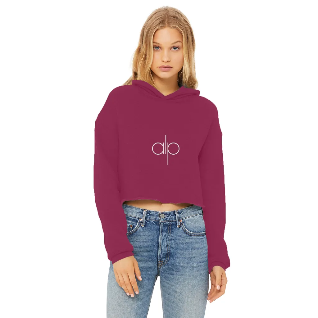 i (14) Ladies Cropped Raw Edge Hoodie