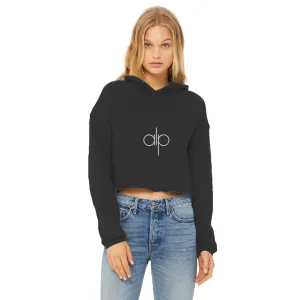 i (14) Ladies Cropped Raw Edge Hoodie