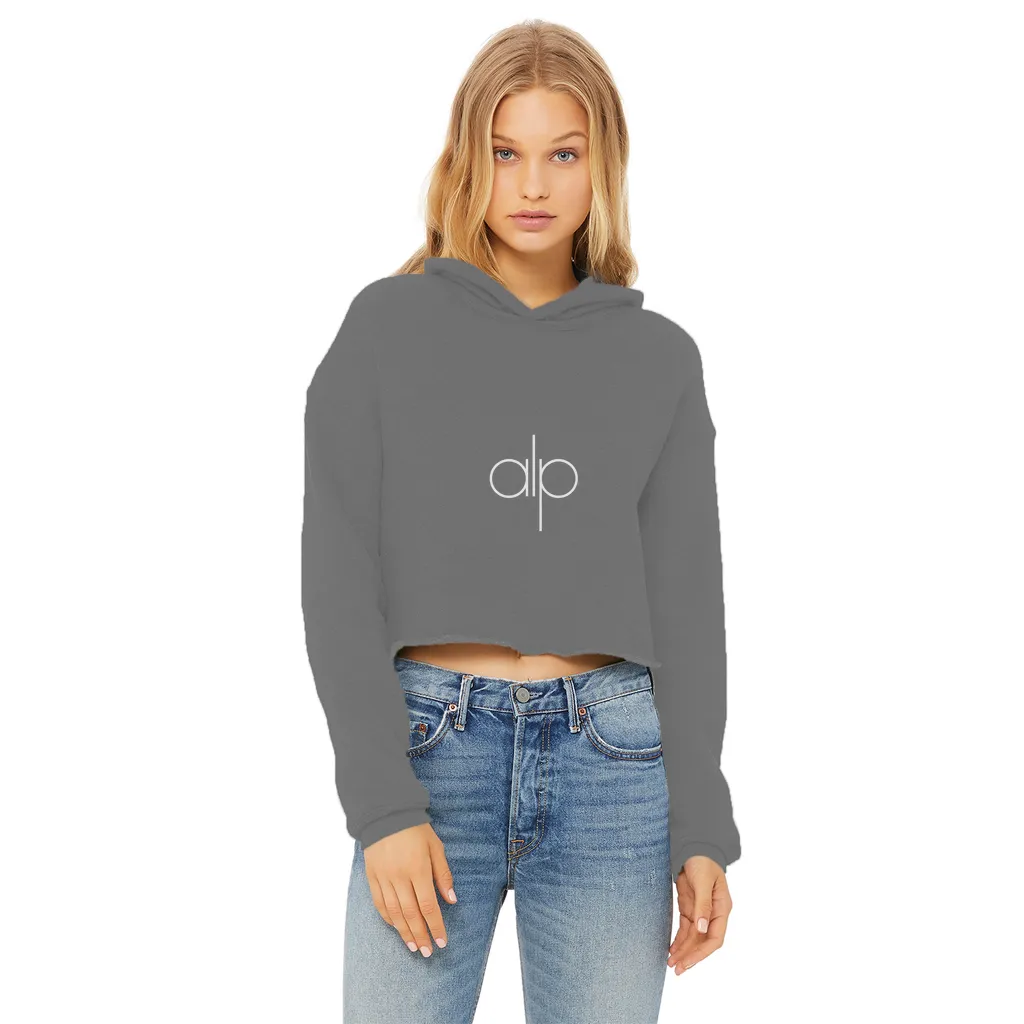 i (14) Ladies Cropped Raw Edge Hoodie