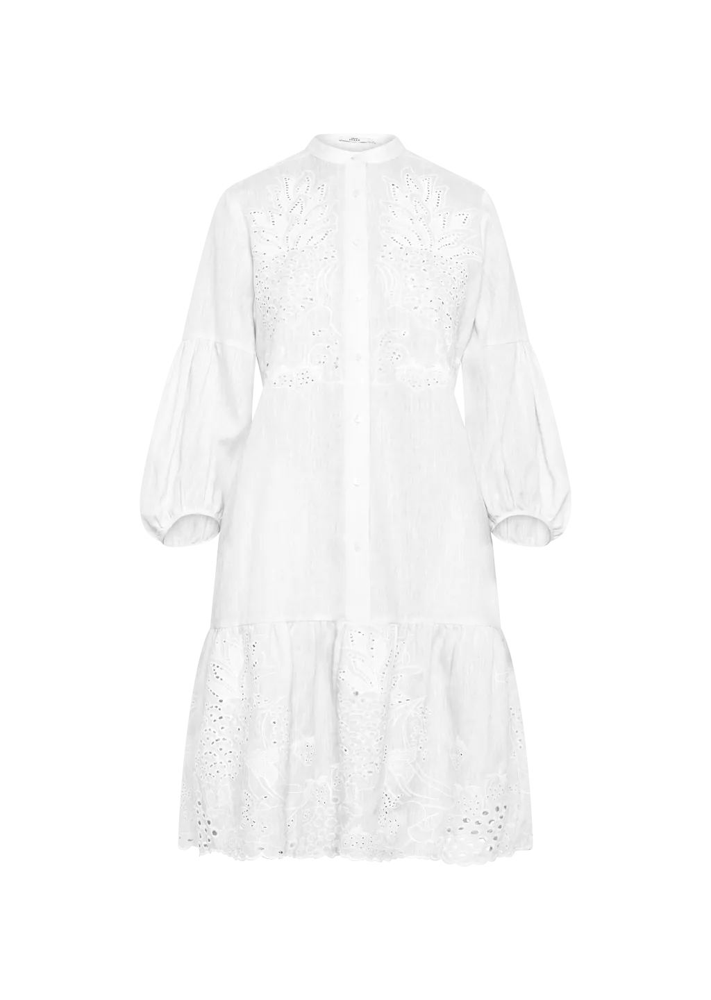 MILA DRESS FANCY WHITE EYELET LINEN DRESS