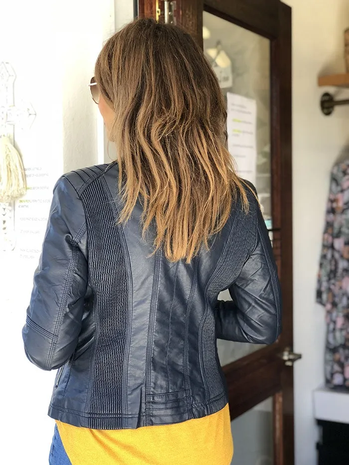 Navy Biker Jacket
