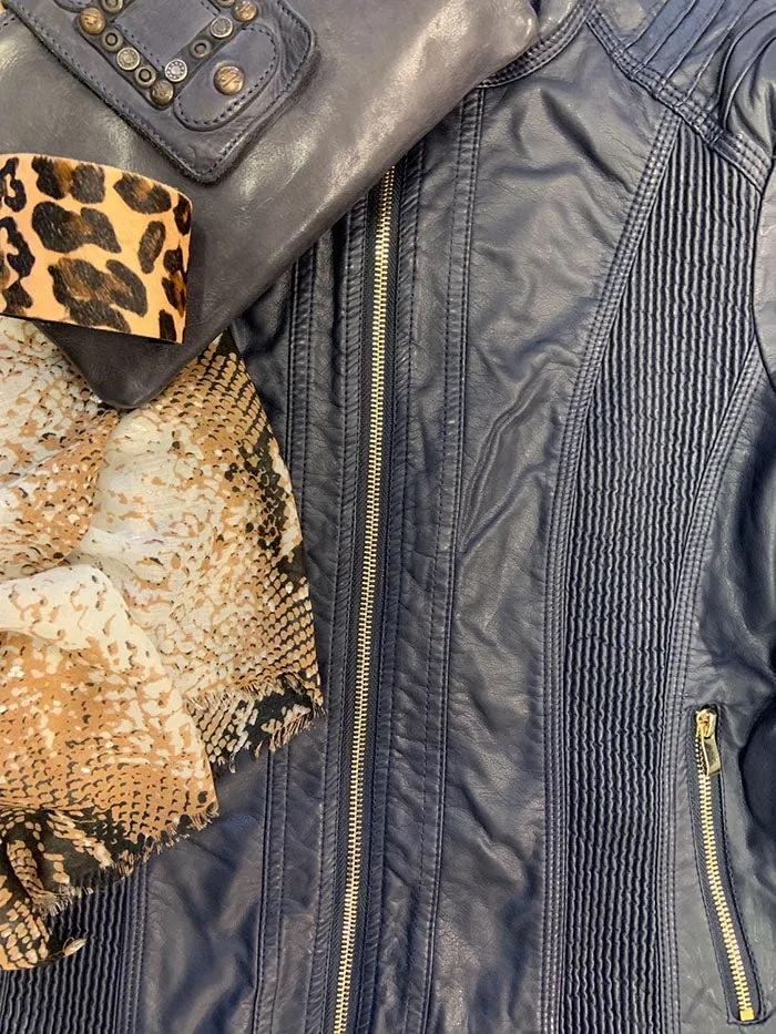 Navy Biker Jacket