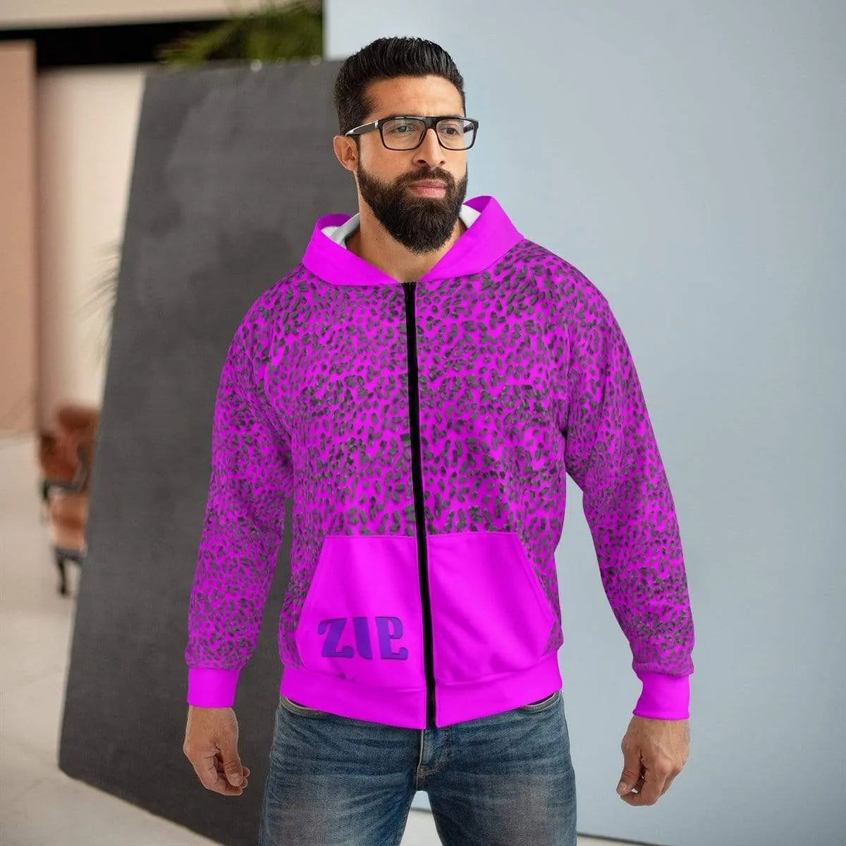 Plumskum Cut Sew AOP Zip Hoodie - Pink