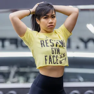 RESTING GYM FACE CROPPED T-SHIRT -LEMON
