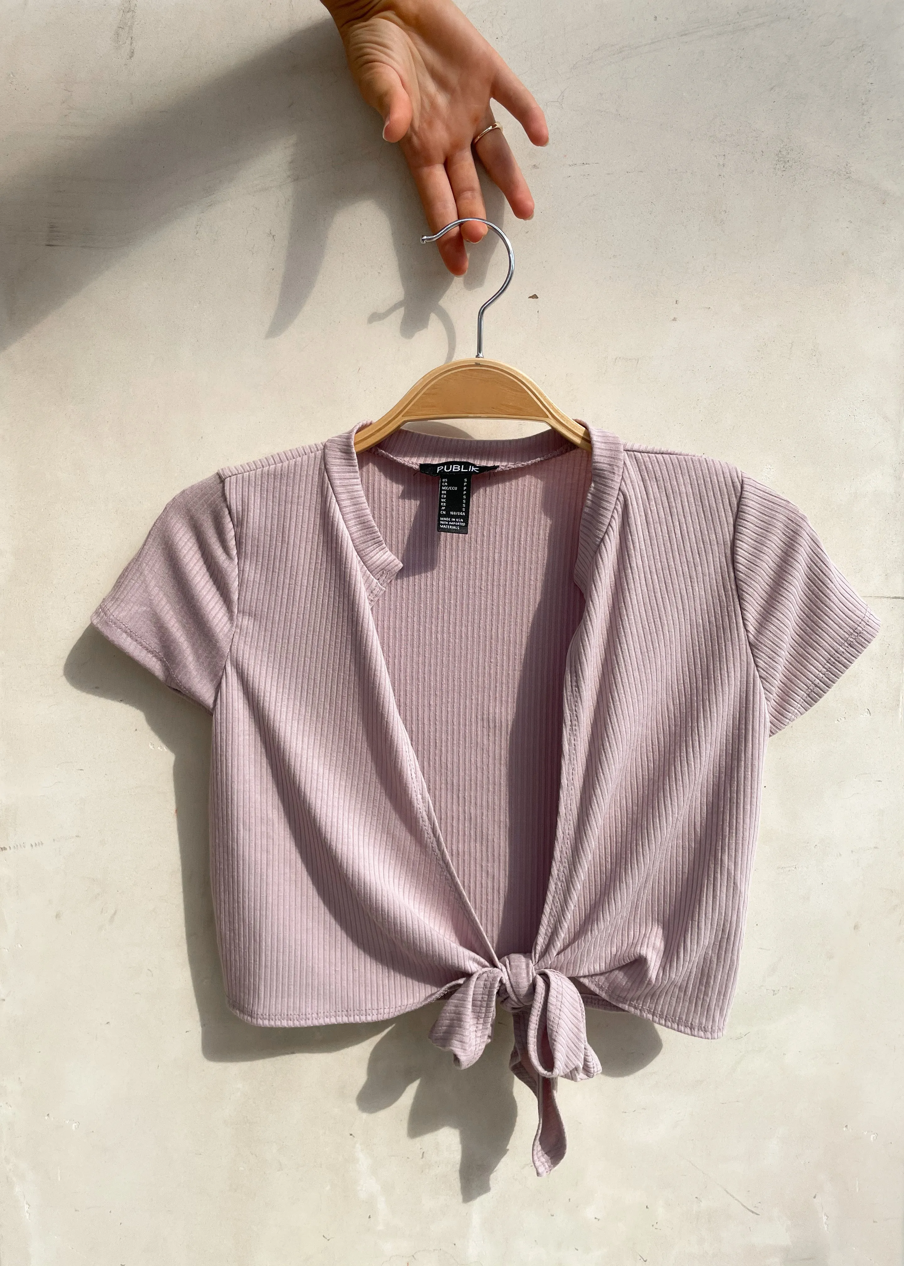 Sally Self-Tie Knit Crop Top - Lilac
