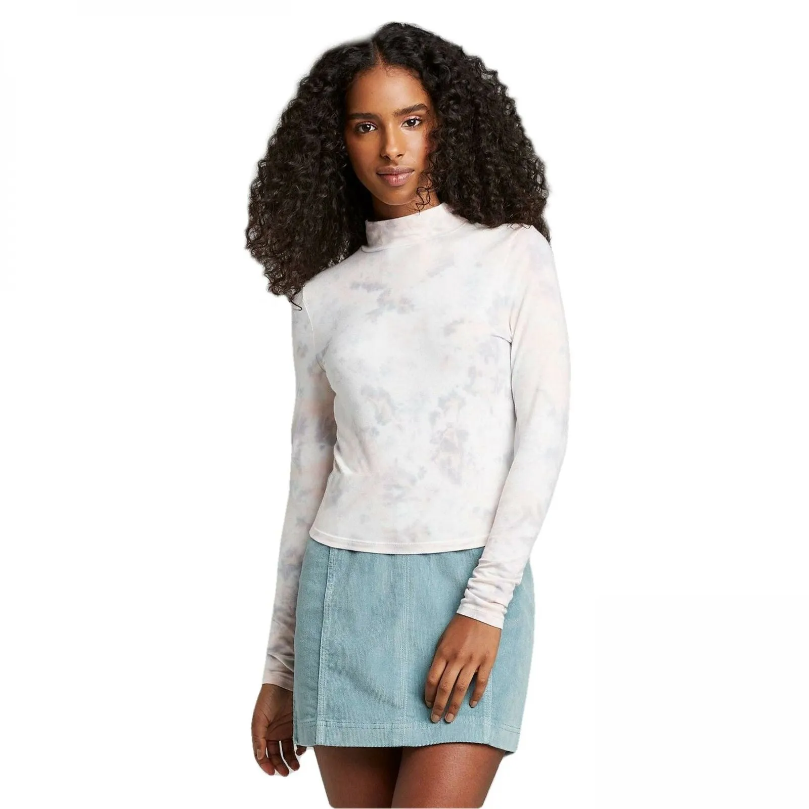 Wild Fable Women's Long Sleeve Cropped Mock Turtleneck Shirt Top