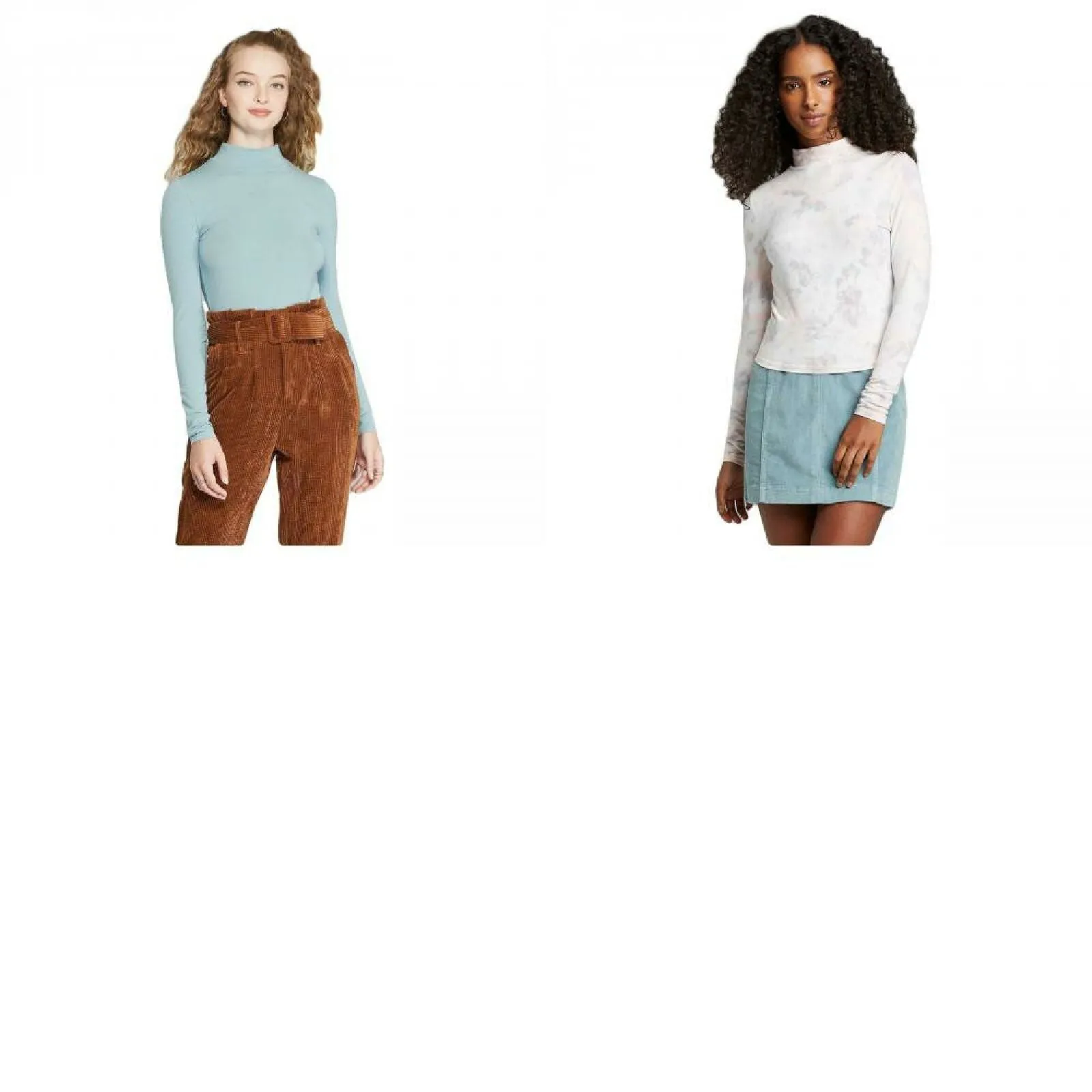 Wild Fable Women's Long Sleeve Cropped Mock Turtleneck Shirt Top