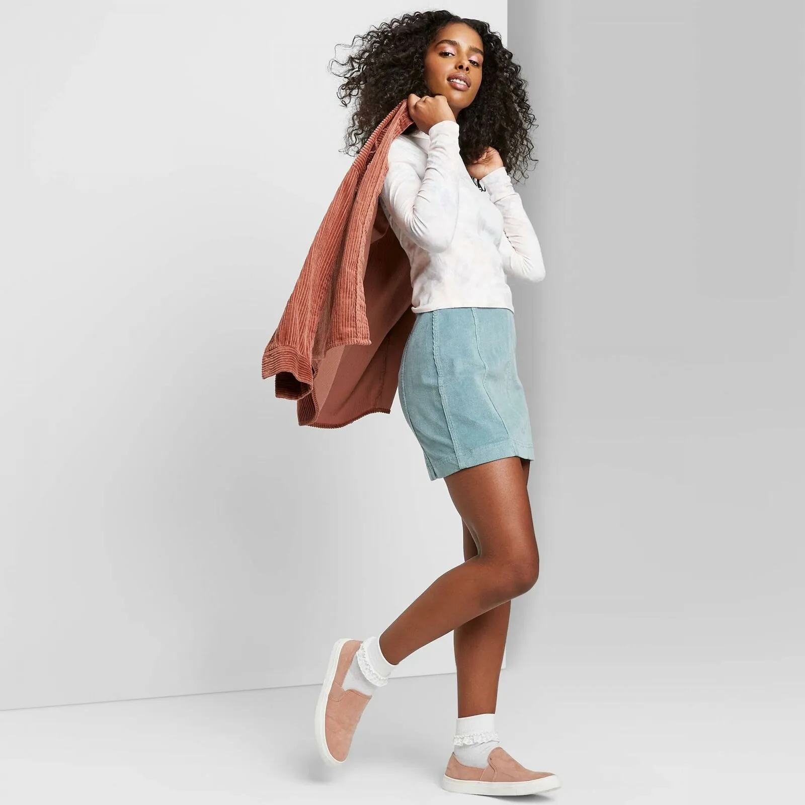 Wild Fable Women's Long Sleeve Cropped Mock Turtleneck Shirt Top